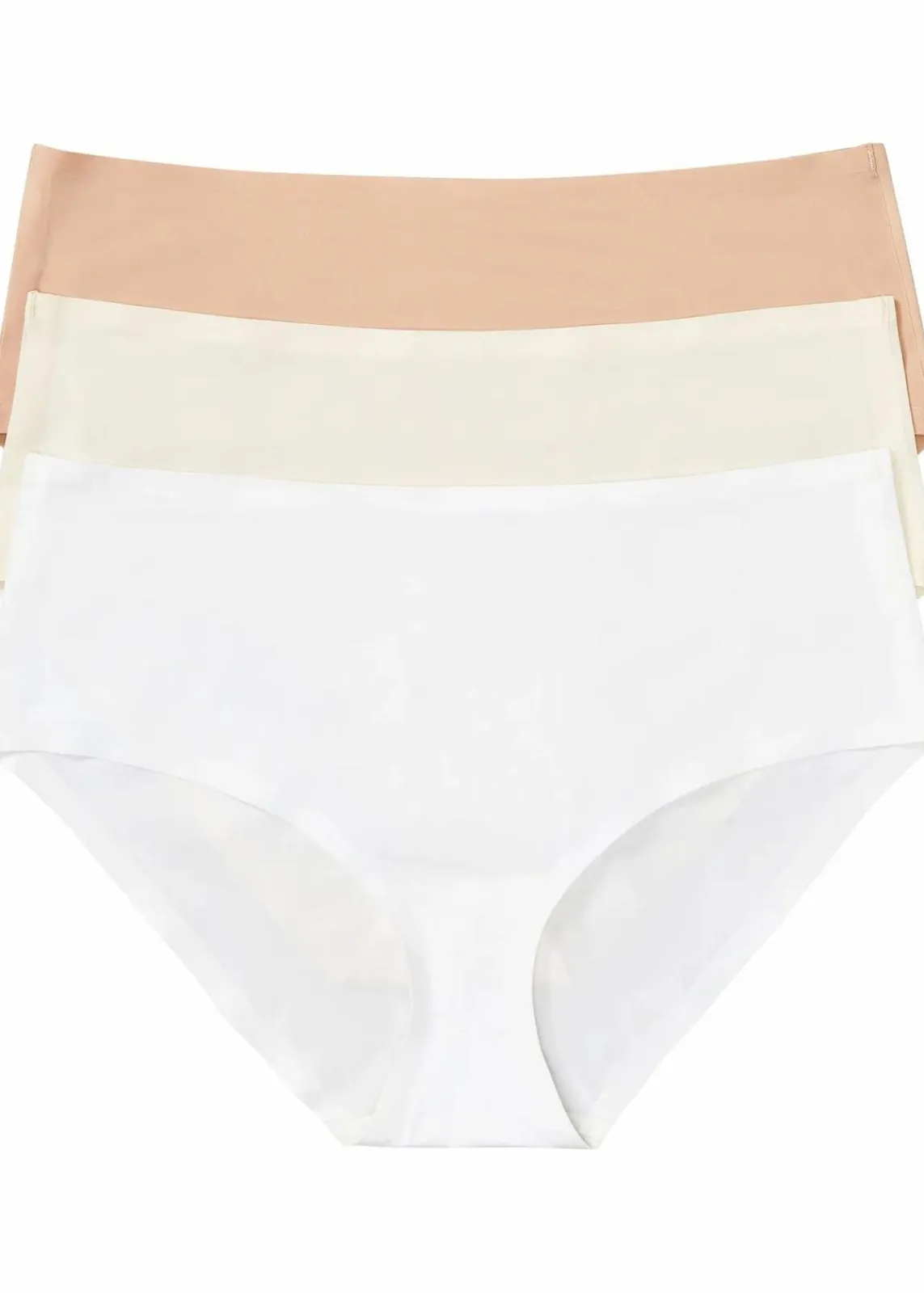 bonprix Höschen|Seamless^Feel Comfort Nahtlose Panty (3er Pack) creme + weiß + mattbeige