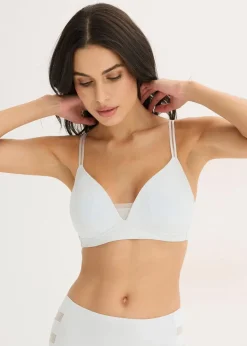 bonprix Bhs|Seamless^Feel Comfort Schalen-BH ohne Bügel ​mit Mesheinsatz cremeblau