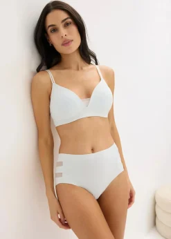 bonprix Bhs|Seamless^Feel Comfort Schalen-BH ohne Bügel mit Mesheinsatz cremeblau