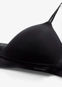 bonprix Bhs|Seamless^Feel Comfort Schalen-BH ohne Bügel mit Mesheinsatz schwarz