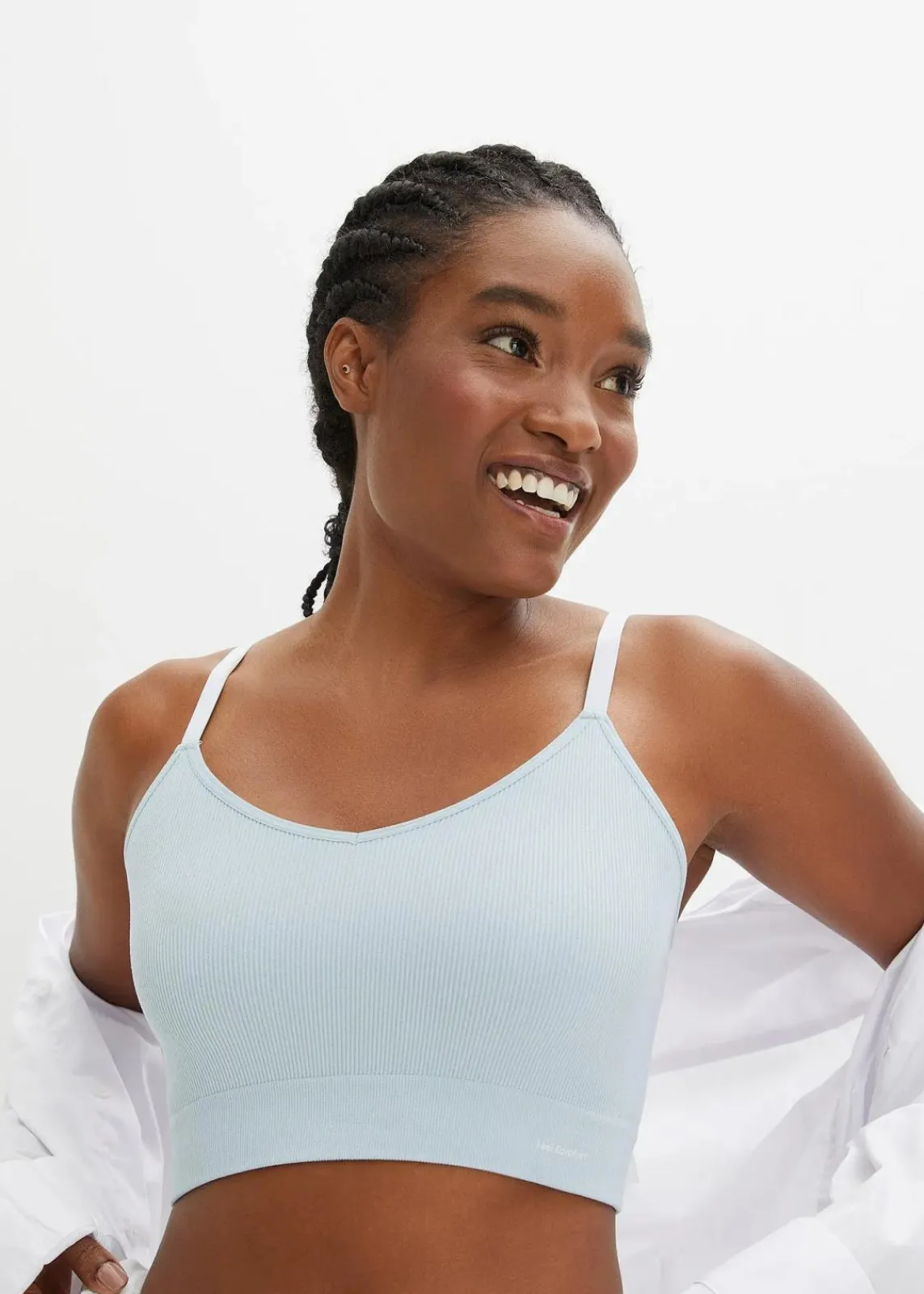 bonprix Nachhaltigere Materialien|Bhs^Feel Comfort Seamless Bustier gerippt puderblau