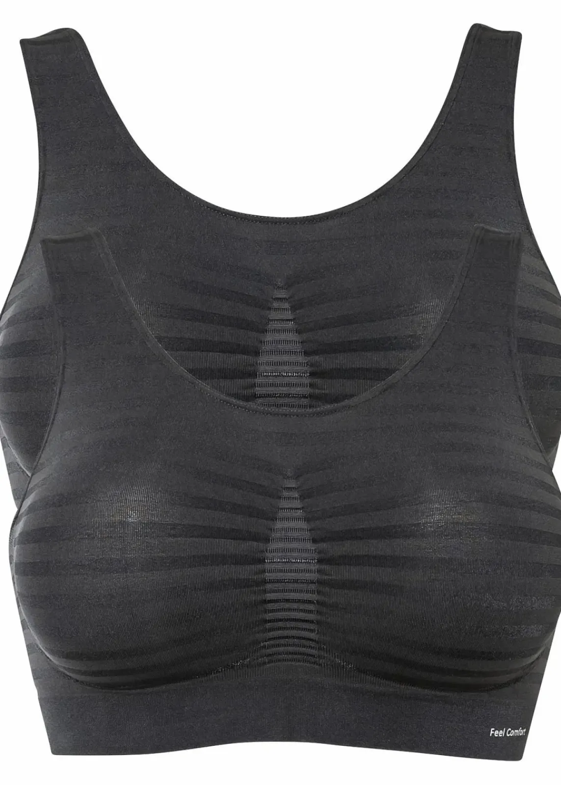 bonprix Wäsche·Basics|Wäsche·Bhs^Feel Comfort Seamless Bustier (2er Pack) 2x schiefergrau gestreift