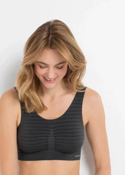 bonprix Wäsche·Basics|Wäsche·Bhs^Feel Comfort Seamless Bustier (2er Pack) 2x schiefergrau gestreift