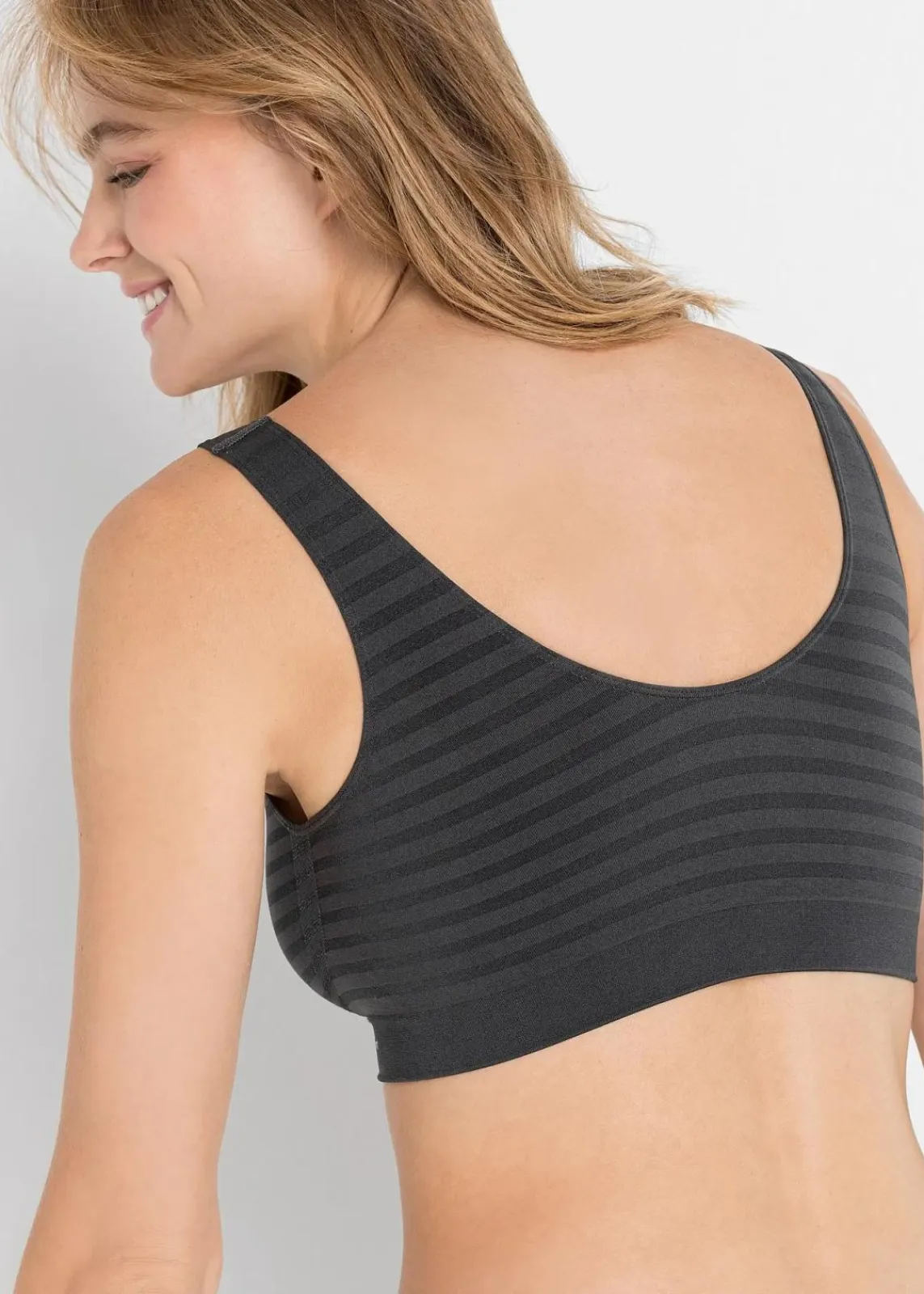 bonprix Wäsche·Basics|Wäsche·Bhs^Feel Comfort Seamless Bustier (2er Pack) 2x schiefergrau gestreift