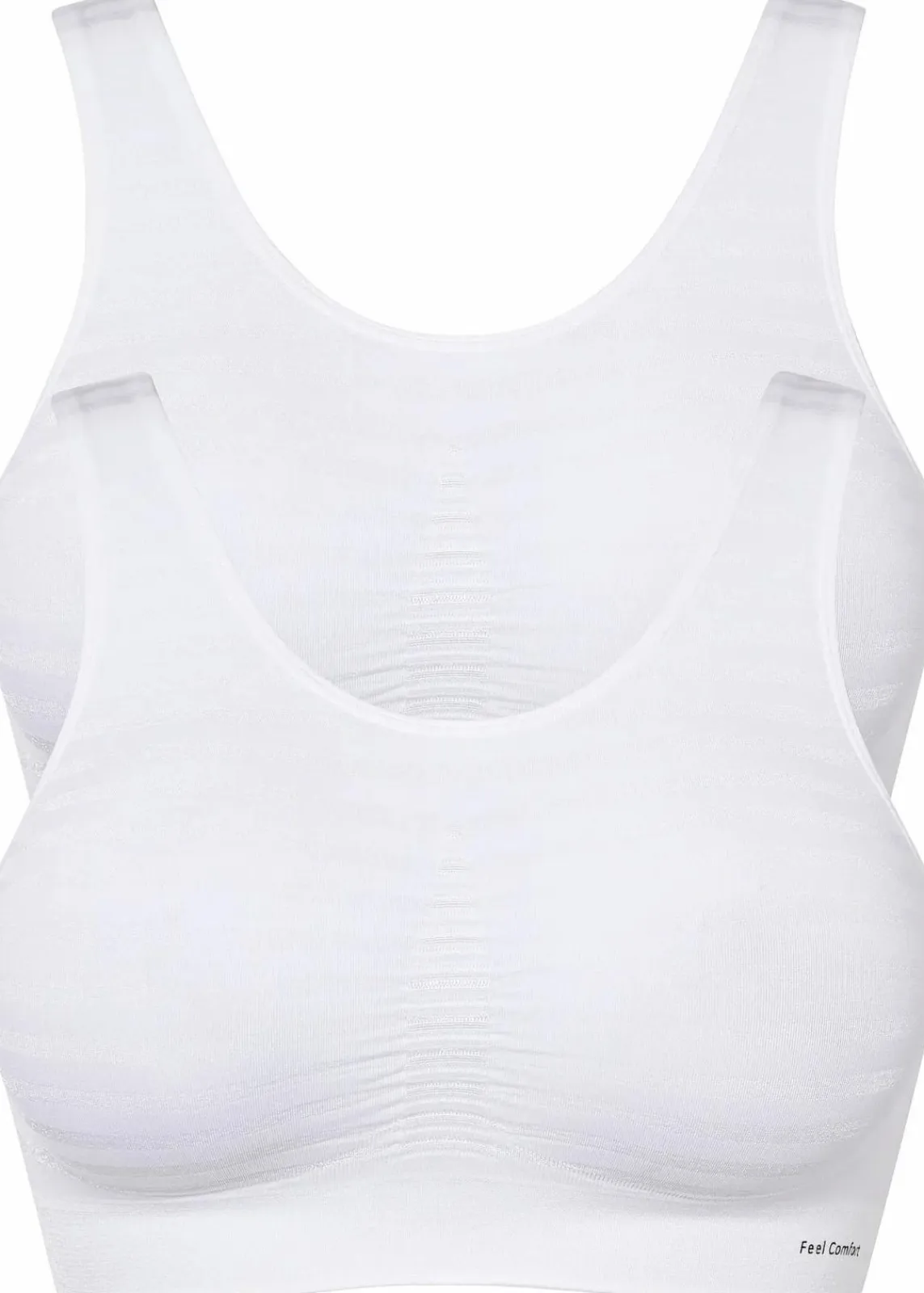 bonprix Nachhaltigere Materialien|Bhs^Feel Comfort Seamless Bustier (2er Pack) 2x weiß gestreift