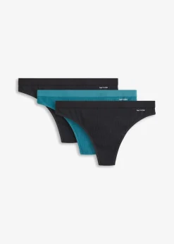 bonprix Seamless|Höschen^Feel Comfort Seamless String gerippt (3er Pack) mattpetrol+schwarz