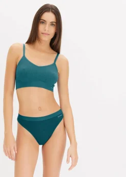 bonprix Seamless|Höschen^Feel Comfort Seamless String gerippt (3er Pack) mattpetrol+schwarz