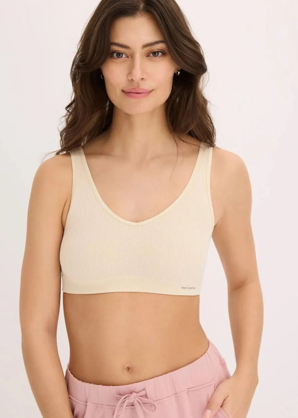 bonprix Wäsche·Basics|Wäsche·Bhs^Feel Comfort Seamless Bustier gerippt sandbeige meliert