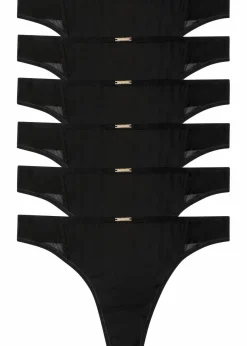 bonprix Wäsche·Basics|Wäsche·Höschen^Feel Comfort String Mikrofaser (6er Pack) schwarz