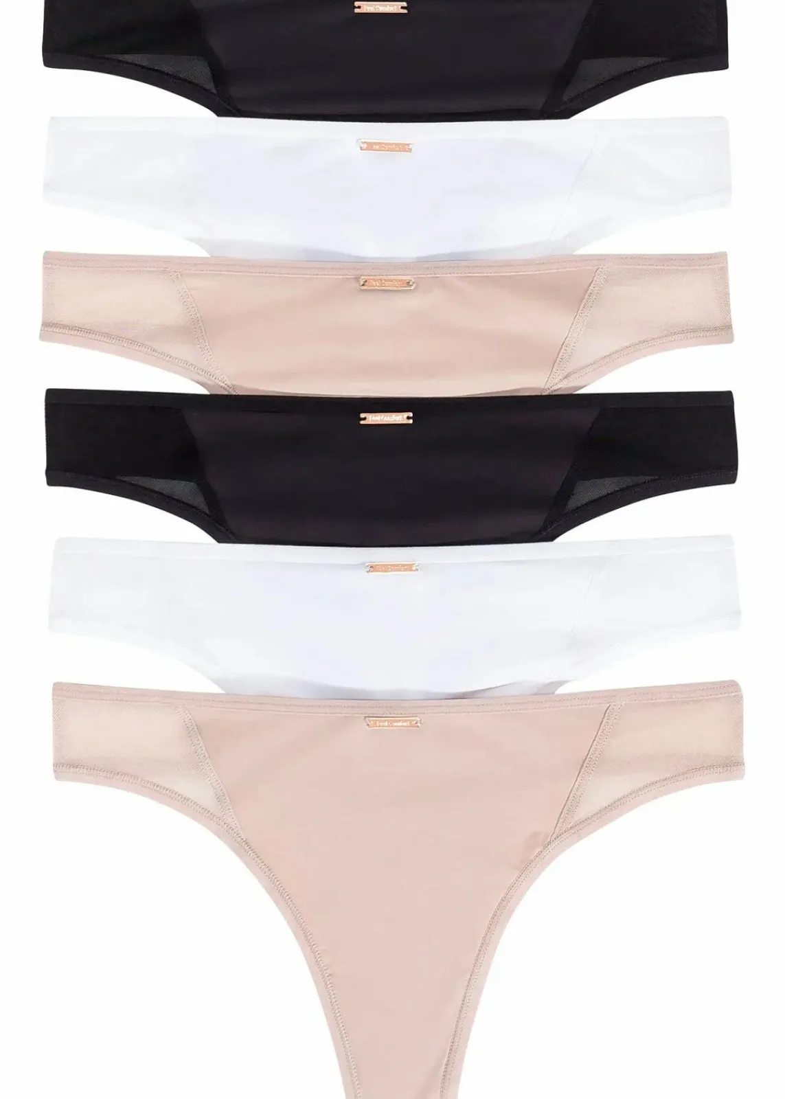 bonprix Sportwäsche|Höschen^Feel Comfort String Mikrofaser (6er Pack) weiß + mattbeige + schwarz