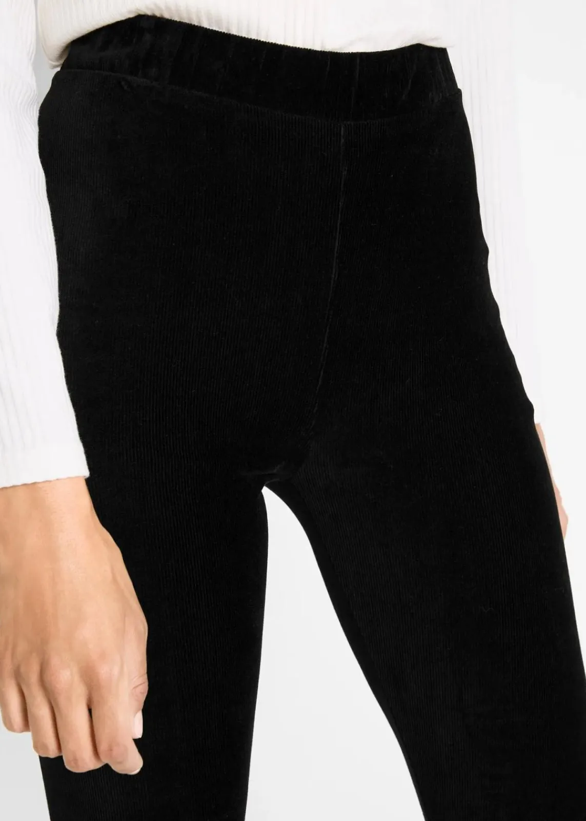 bonprix Bekleidung·Kleider|Hosen^Feincord-Leggings mit breitem Komfortbund schwarz