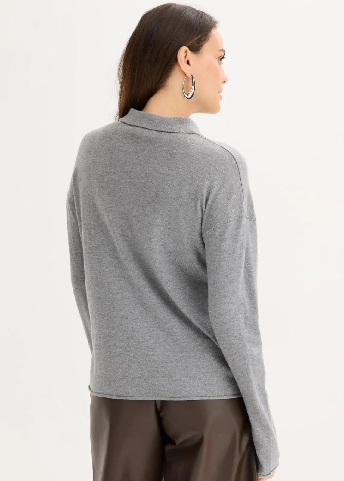 bonprix Bekleidung·Umstandsmode|Bekleidung·Jeans^Feinstrick in Hemdoptik grau meliert