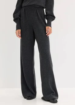 bonprix Bekleidung·Kleider|Zweiteiler & Sets^Feinstrickhose anthrazit meliert