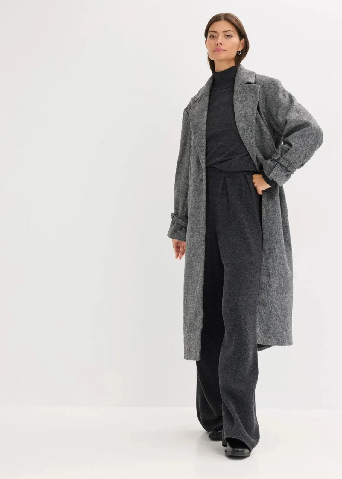 bonprix Bekleidung·Kleider|Zweiteiler & Sets^Feinstrickhose anthrazit meliert