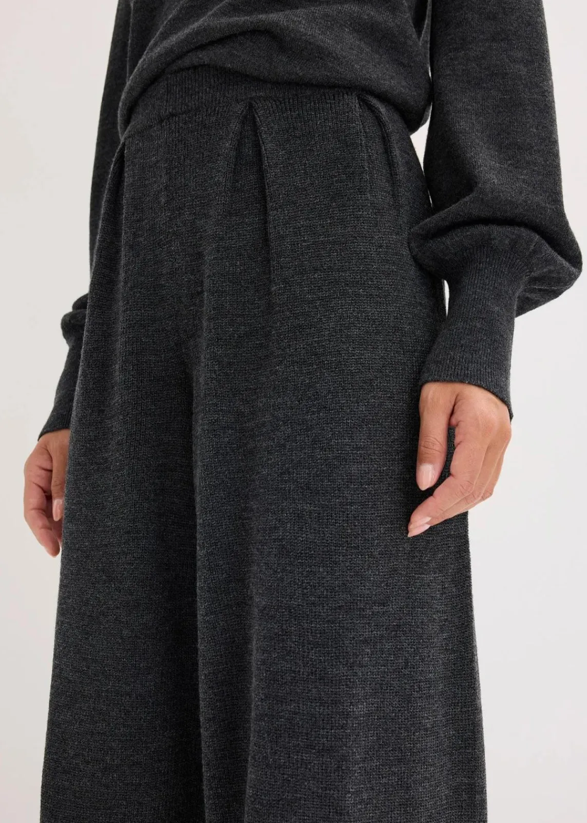 bonprix Bekleidung·Kleider|Zweiteiler & Sets^Feinstrickhose anthrazit meliert