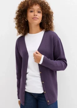 bonprix Bekleidung·Röcke|Bekleidung·Jeans^Feinstrickjacke pflaume