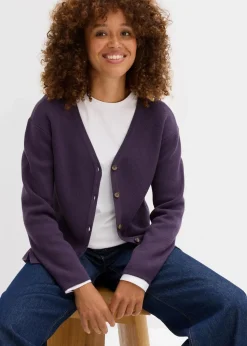 bonprix Bekleidung·Röcke|Bekleidung·Jeans^Feinstrickjacke pflaume