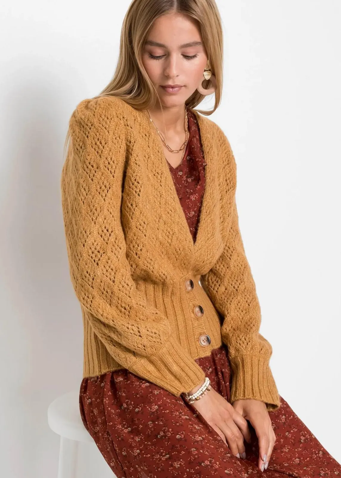 bonprix Pullover & Strickjacken|Strickmode^Feinstrickjacke camel