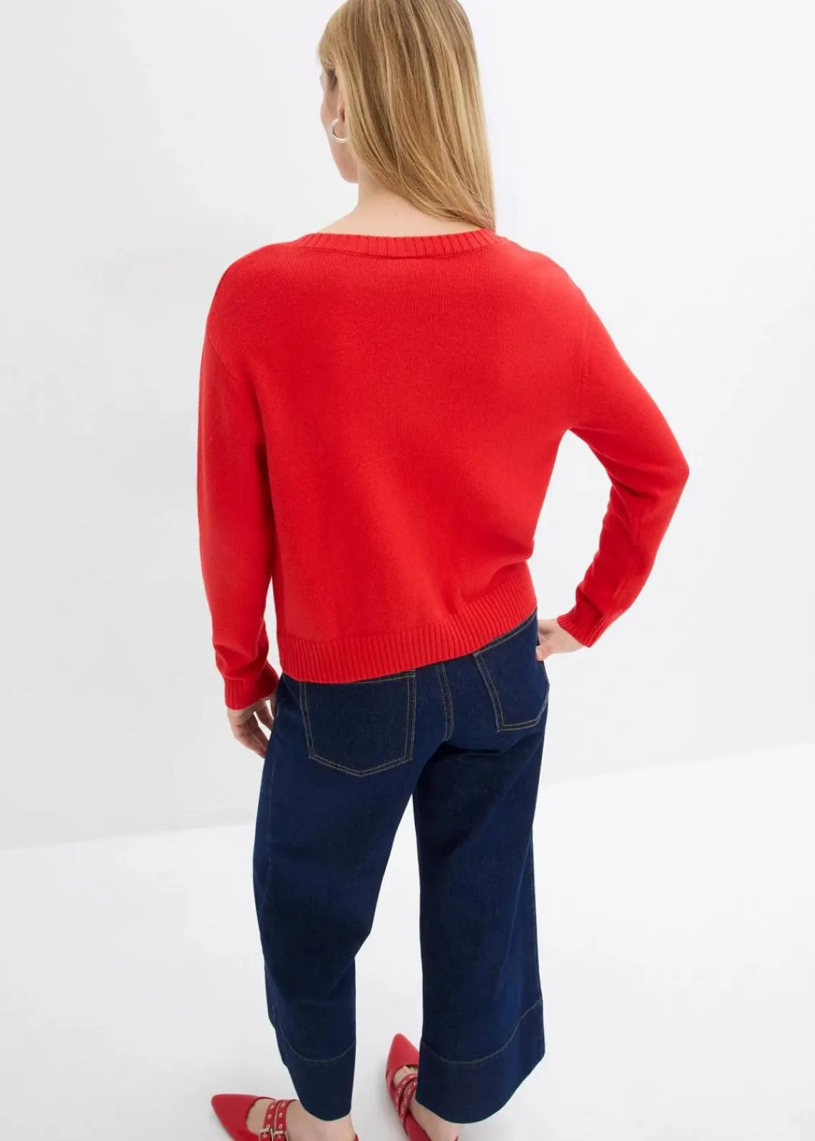 bonprix Pullover & Strickjacken|Strickmode^Feinstrickjacke aus Baumwoll-Mix erdbeere