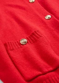 bonprix Pullover & Strickjacken|Strickmode^Feinstrickjacke aus Baumwoll-Mix erdbeere