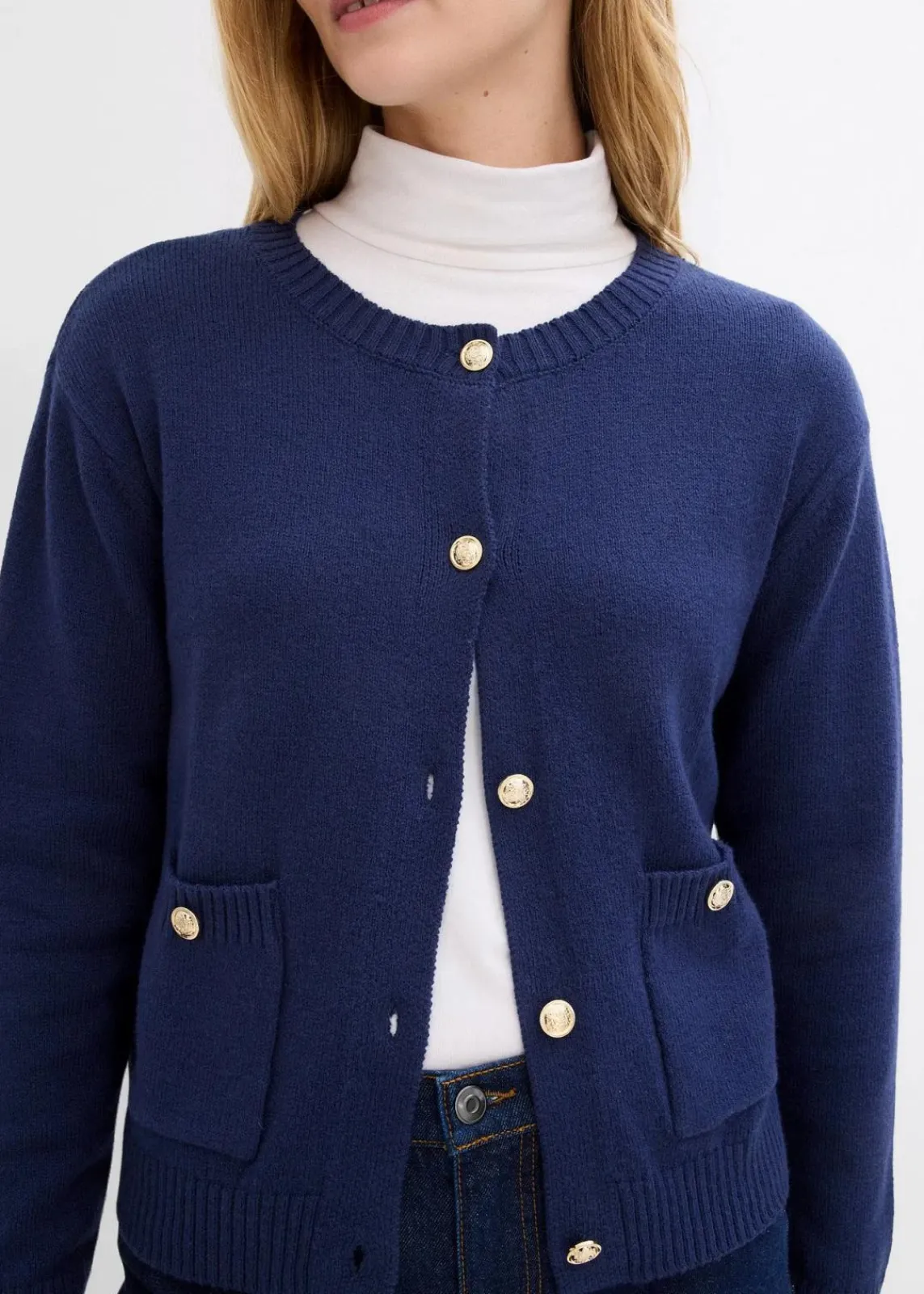 bonprix Bekleidung·Umstandsmode|Bekleidung·Jeans^Feinstrickjacke aus Baumwoll-Mix dunkelblau