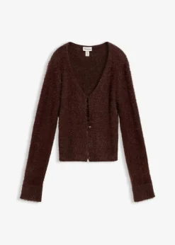 bonprix Bekleidung·Umstandsmode|Strickmode^Feinstrickjacke aus Federgarn dunkelbraun