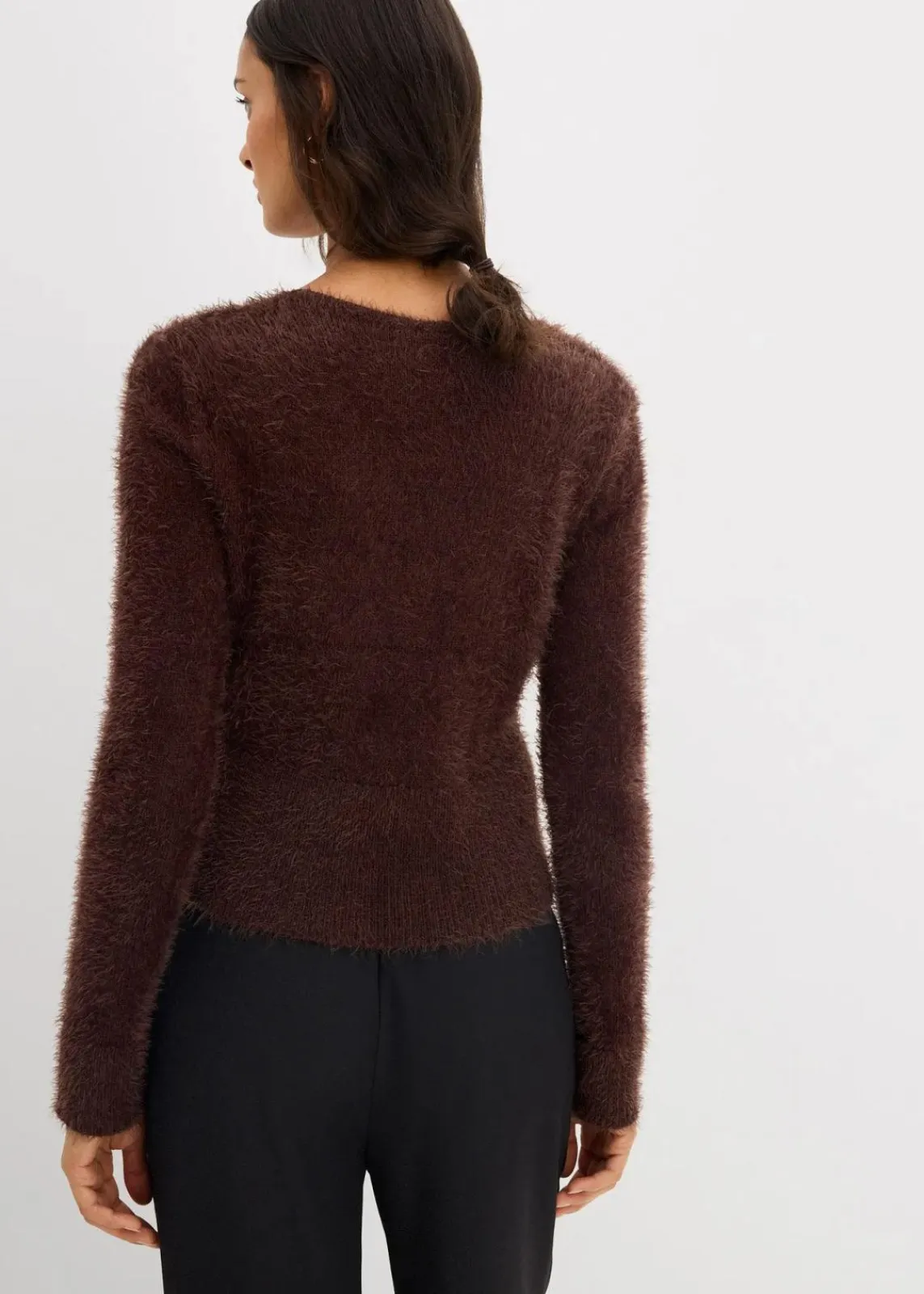 bonprix Bekleidung·Umstandsmode|Strickmode^Feinstrickjacke aus Federgarn dunkelbraun