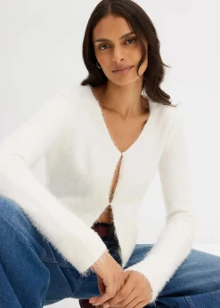 bonprix Bekleidung·Umstandsmode|Strickmode^Feinstrickjacke aus Federgarn wollweiß