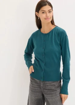 bonprix Pullover & Strickjacken|Strickmode^Feinstrickjacke aus fließendem Viskose-Mix pfeffergrün