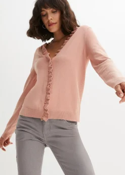 bonprix Pullover & Strickjacken|Strickmode^Feinstrickjacke aus fließendem Viskose-Mix vintagerosa