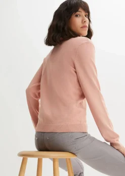 bonprix Pullover & Strickjacken|Strickmode^Feinstrickjacke aus fließendem Viskose-Mix vintagerosa