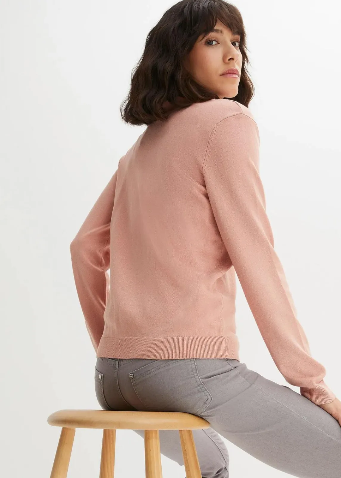bonprix Pullover & Strickjacken|Strickmode^Feinstrickjacke aus fließendem Viskose-Mix vintagerosa