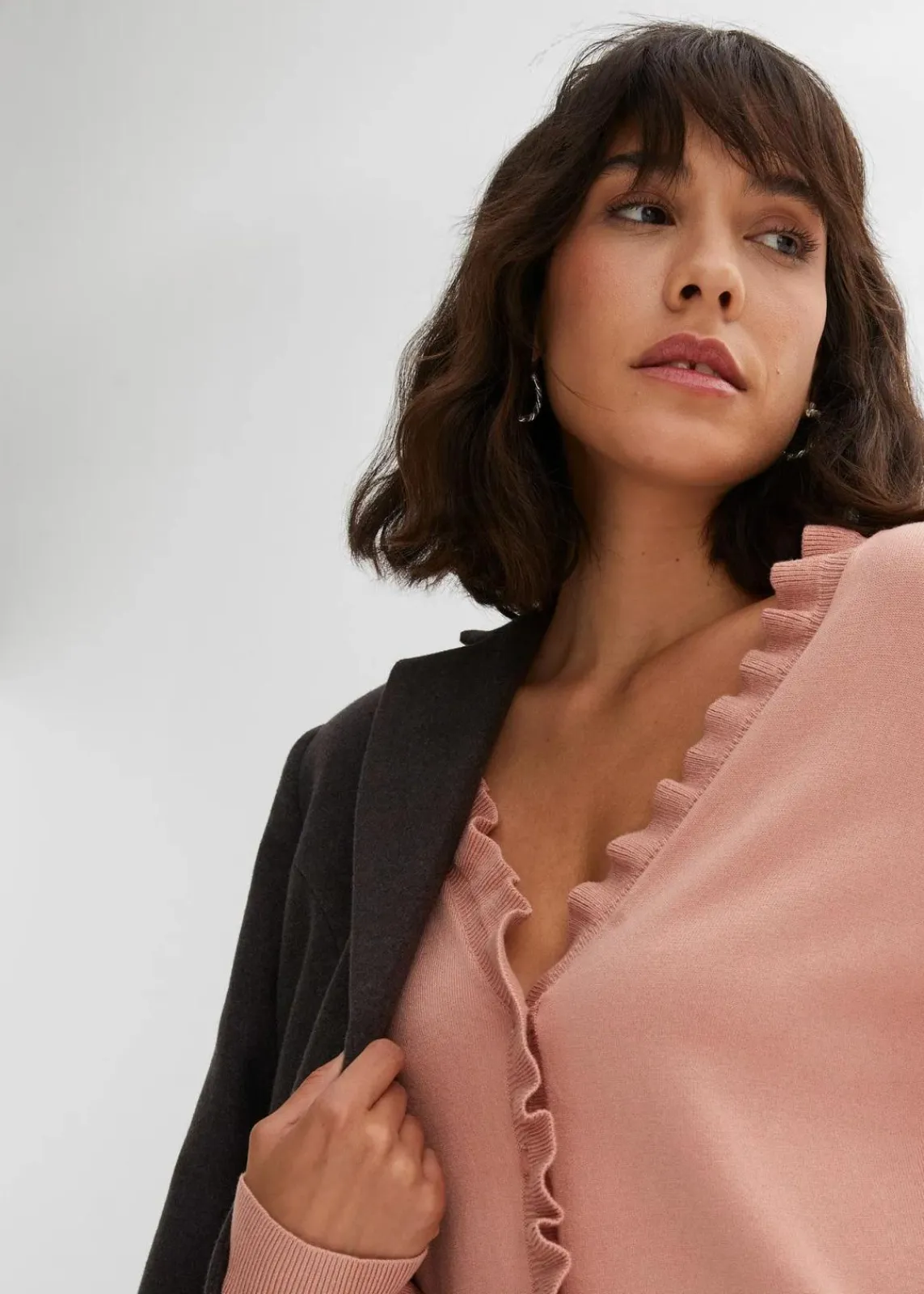 bonprix Pullover & Strickjacken|Strickmode^Feinstrickjacke aus fließendem Viskose-Mix vintagerosa