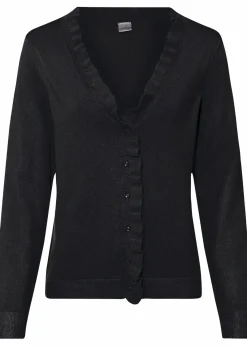 bonprix Pullover & Strickjacken|Strickmode^Feinstrickjacke aus fließendem Viskose-Mix schwarz