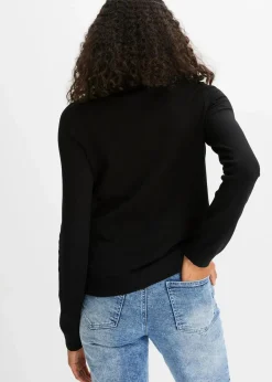 bonprix Pullover & Strickjacken|Strickmode^Feinstrickjacke aus fließendem Viskose-Mix schwarz