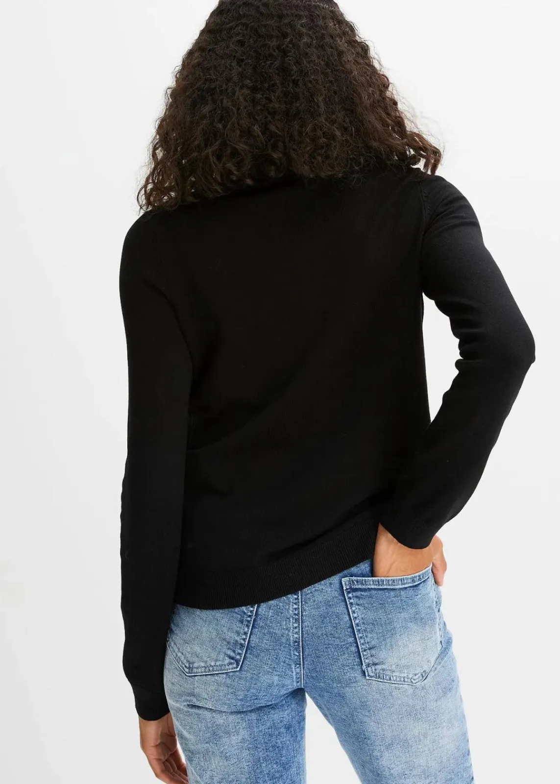 bonprix Pullover & Strickjacken|Strickmode^Feinstrickjacke aus fließendem Viskose-Mix schwarz