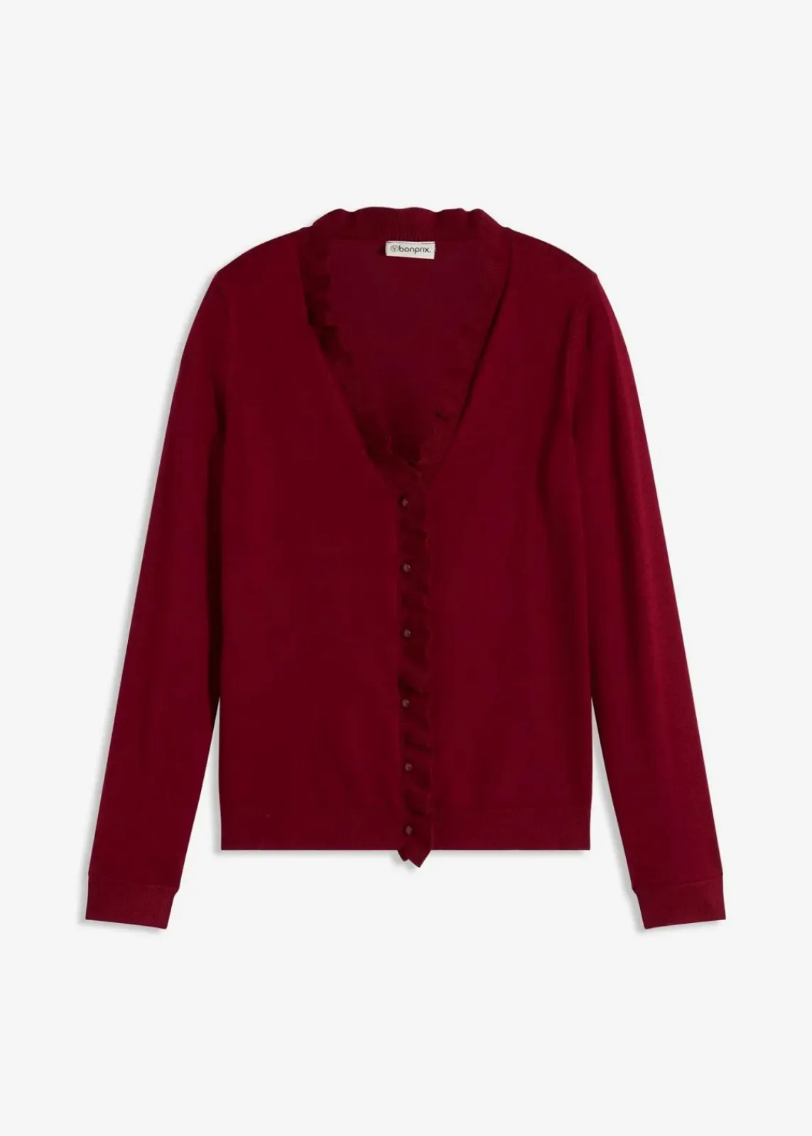 bonprix Strickmode|Pullover & Strickjacken^Feinstrickjacke aus fließendem Viskose-Mix pflaumenrot