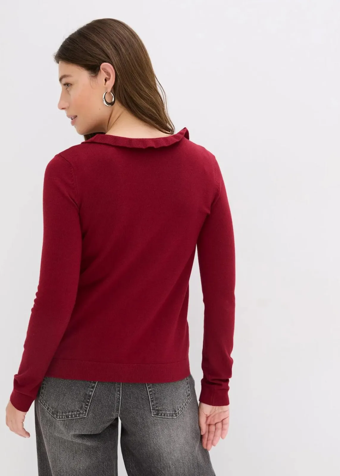 bonprix Strickmode|Pullover & Strickjacken^Feinstrickjacke aus fließendem Viskose-Mix pflaumenrot