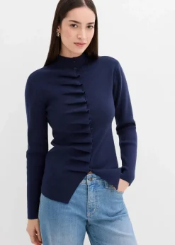 bonprix Pullover & Strickjacken|Strickmode^Feinstrickjacke aus softem Viskose-Mix dunkelblau