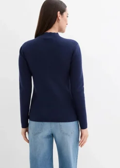 bonprix Pullover & Strickjacken|Strickmode^Feinstrickjacke aus softem Viskose-Mix dunkelblau