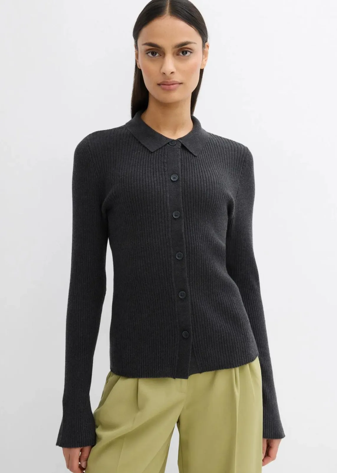 bonprix Bekleidung·Umstandsmode|Bekleidung·Jeans^Feinstrickjacke aus Viskose-Mix anthrazit meliert meliert