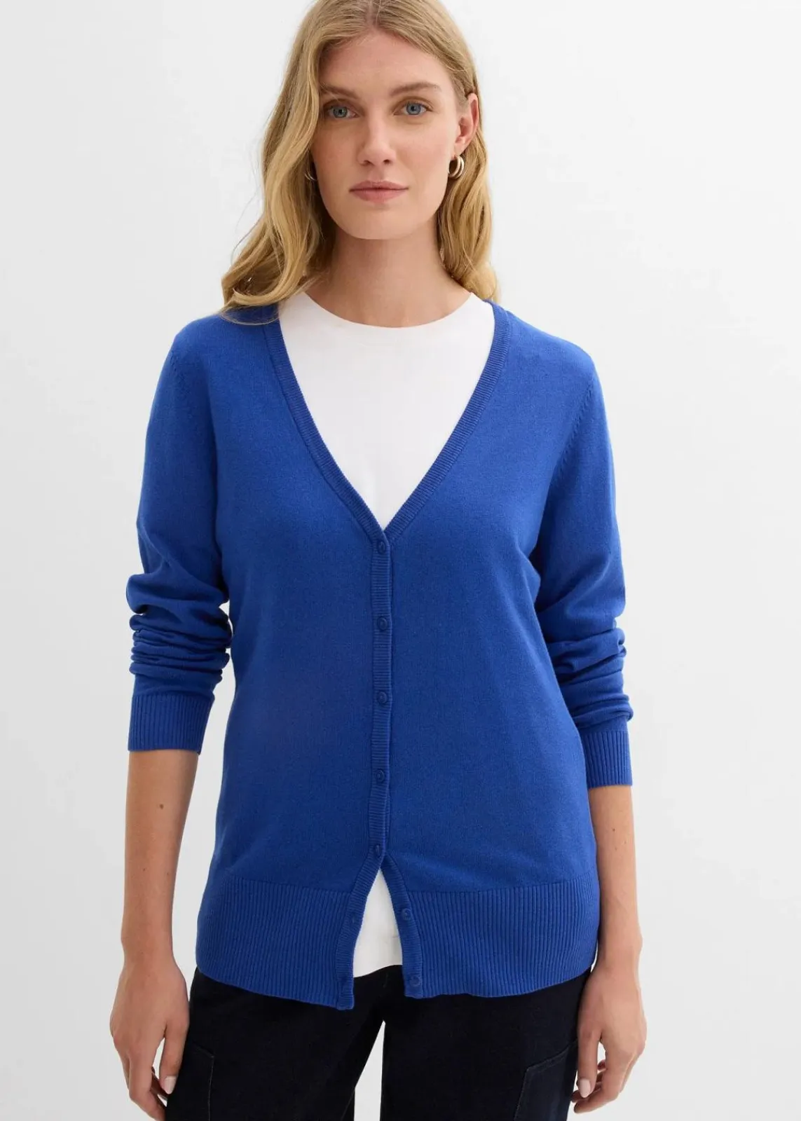 bonprix Bekleidung·Röcke|Bekleidung·Jeans^Feinstrickjacke mit Knopfleiste edelsteinblau