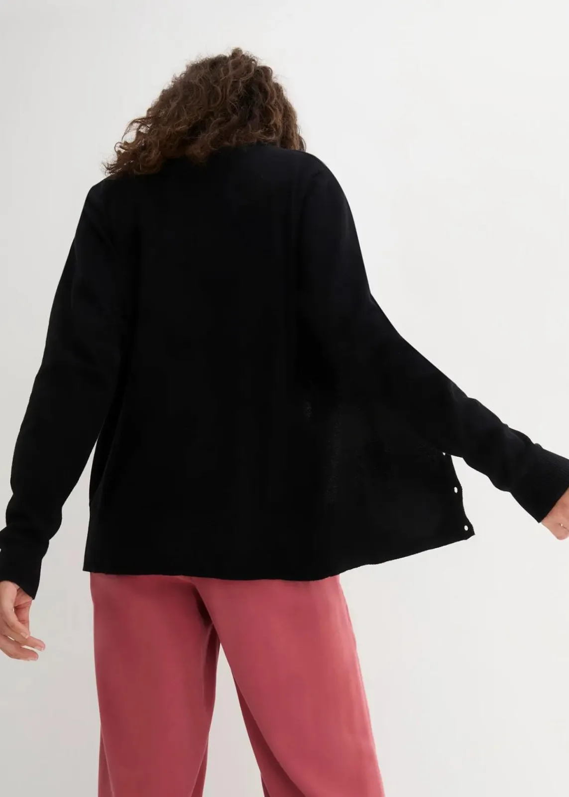bonprix Strickmode|Pullover & Strickjacken^Feinstrickjacke mit Knopfleiste schwarz