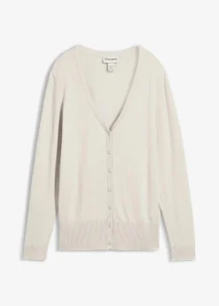 bonprix Bekleidung·Röcke|Bekleidung·Jeans^Feinstrickjacke mit Knopfleiste silber