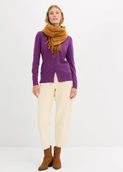 bonprix Bekleidung·Röcke|Bekleidung·Jeans^Feinstrickjacke mit Knopfleiste tiefviolett