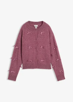 bonprix Bekleidung·Umstandsmode|Bekleidung·Jeans^Feinstrickjacke mit Schleifen mattbeere meliert