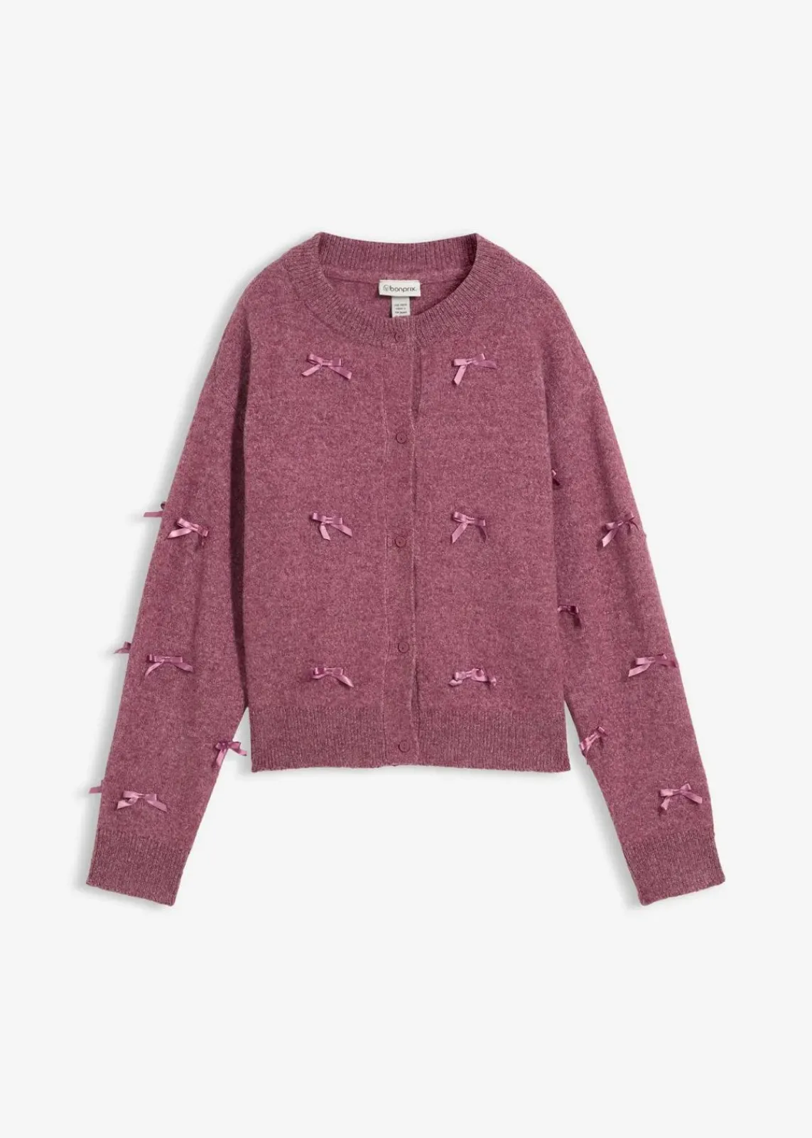 bonprix Bekleidung·Umstandsmode|Bekleidung·Jeans^Feinstrickjacke mit Schleifen mattbeere meliert