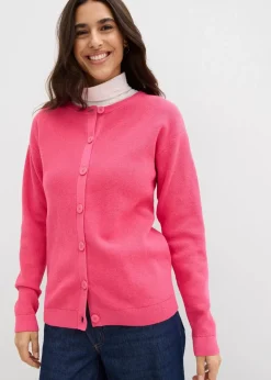 bonprix Bekleidung·Umstandsmode|Pullover & Strickjacken^Feinstrickjacke, Rundhals dunkelfuchsia