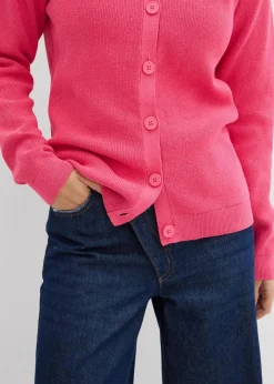 bonprix Bekleidung·Umstandsmode|Pullover & Strickjacken^Feinstrickjacke, Rundhals dunkelfuchsia