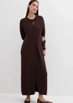 bonprix Kleider|Strickmode^Feinstrickkleid aus Viskose-Mix dunkelbraun